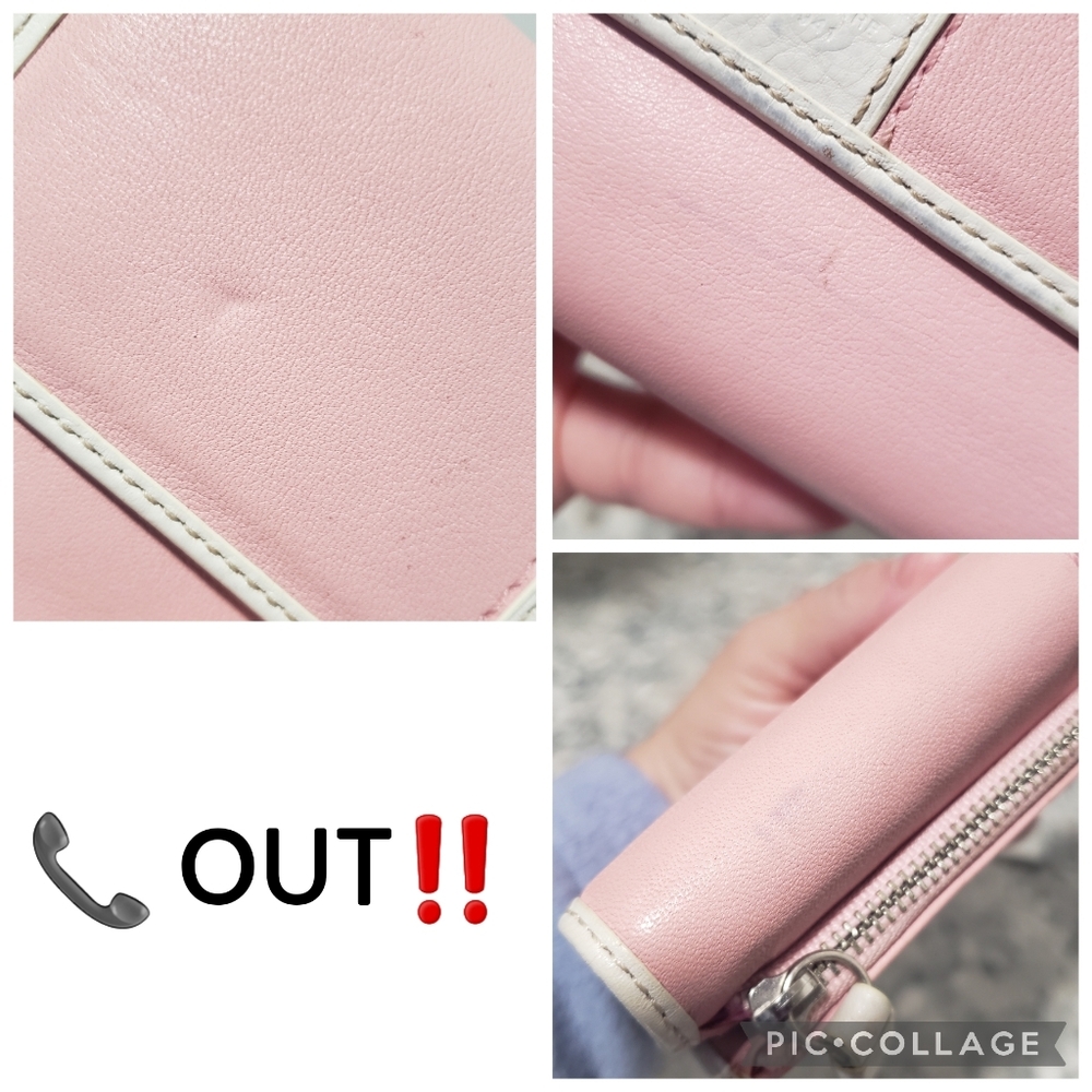 Coach Pink and White Leather Chain Wallet - Picture 9 of 12